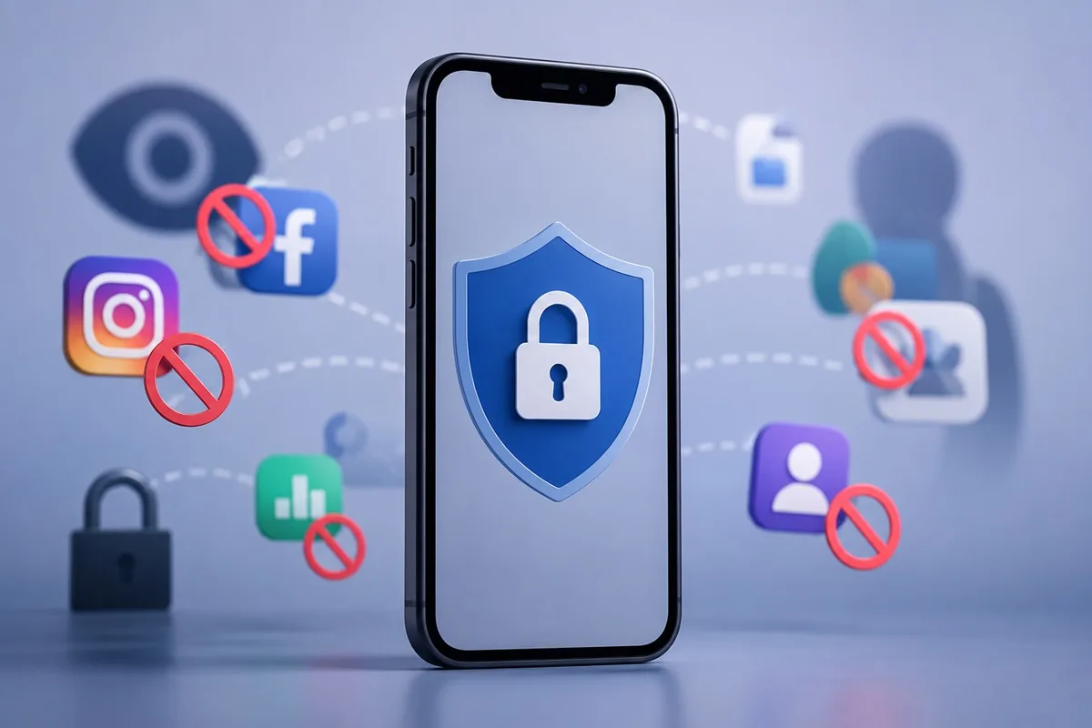 iPhone privacy settings and app tracking protection illustration